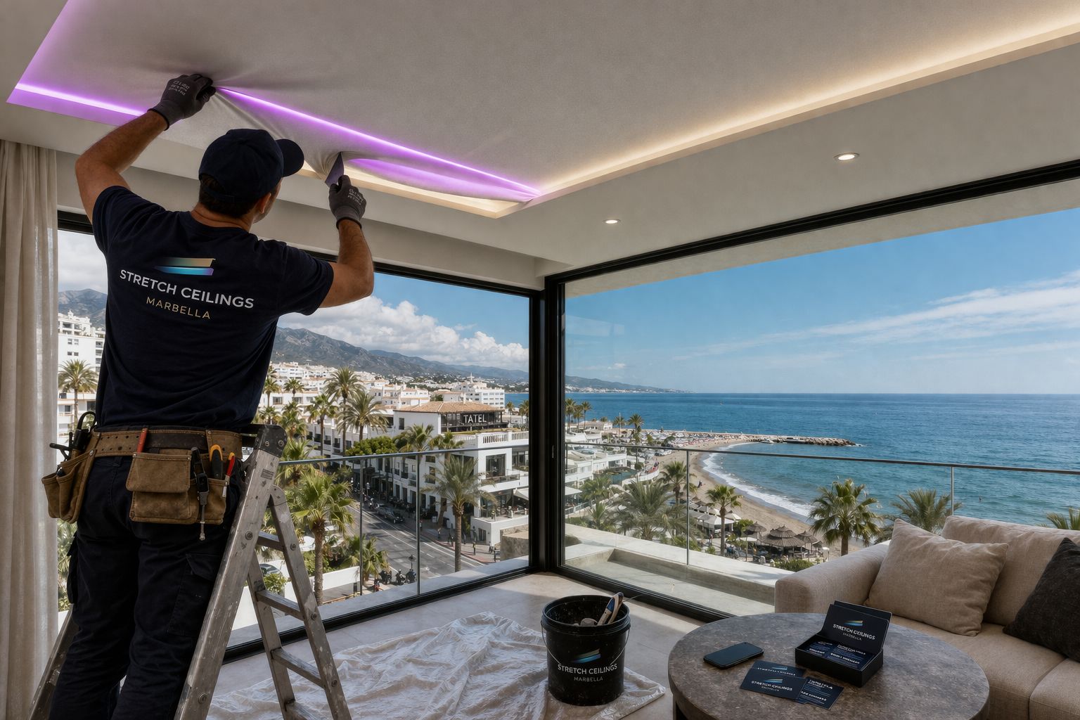 Stretch Ceilings Marbella — Installation